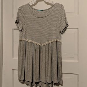 Gray Striped Baby Doll Top